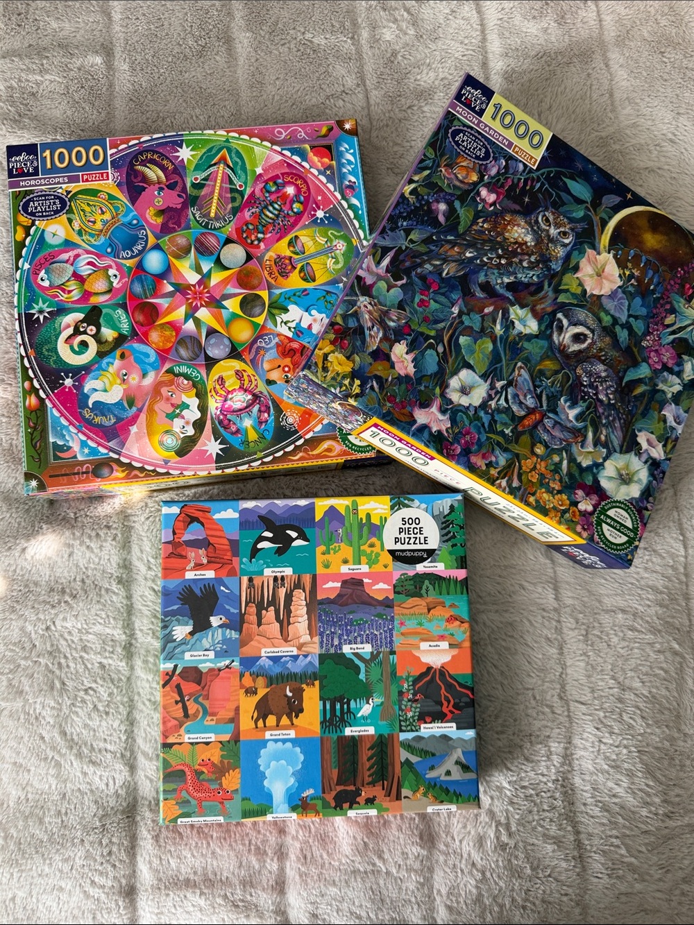eeboo & mudpuppy 500 & 1000-Piece Colorful Puzzle Bundle